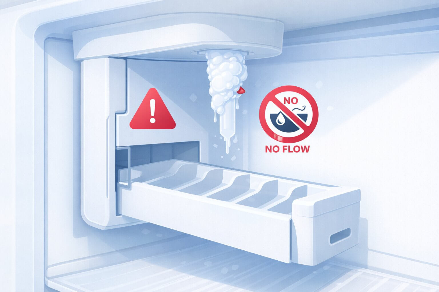 Diagnosing refrigerator ice maker failures and empty ice buckets