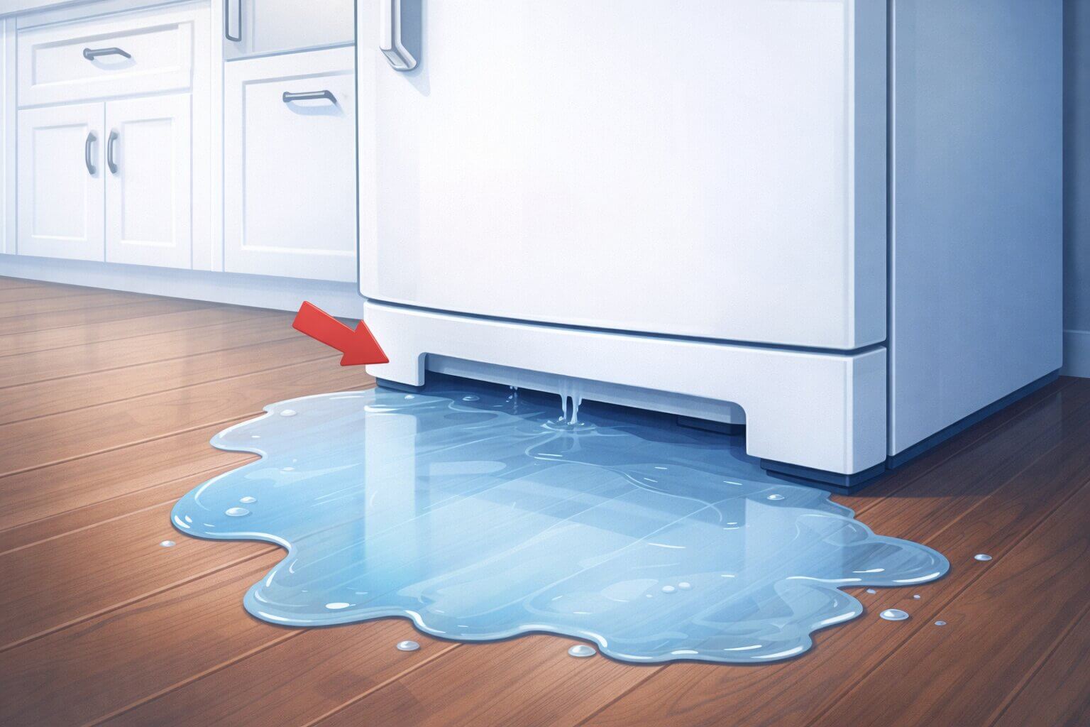 Tracking down a refrigerator leaking water on the kitchen floor