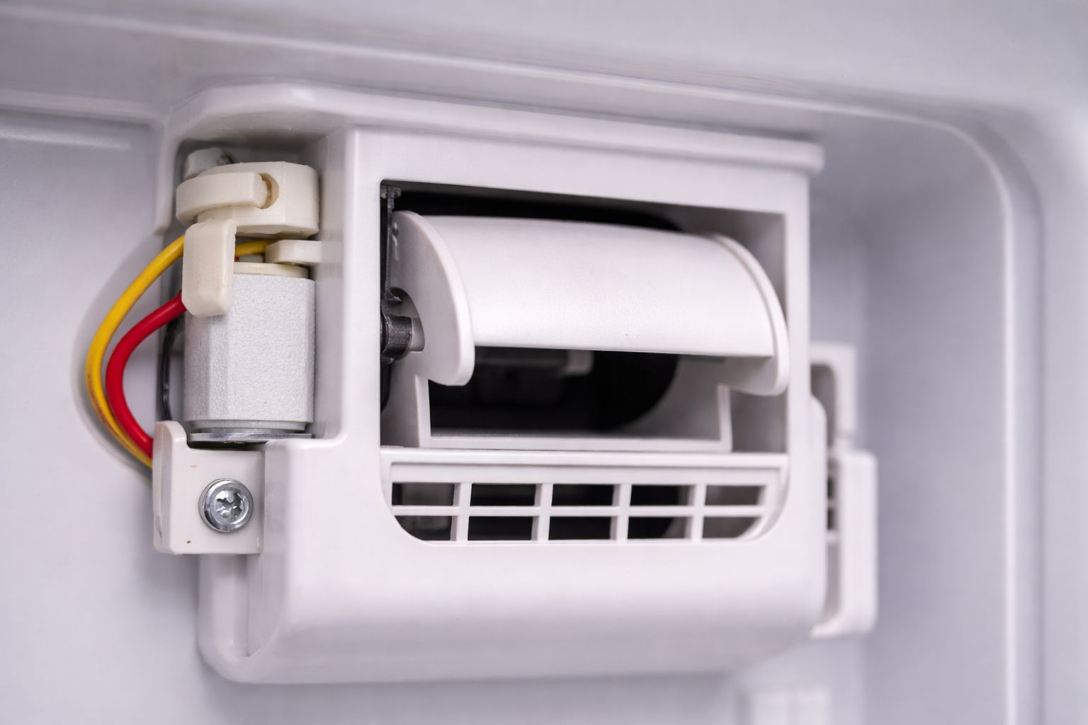 Location of the refrigerator air damper motorized flap assembly